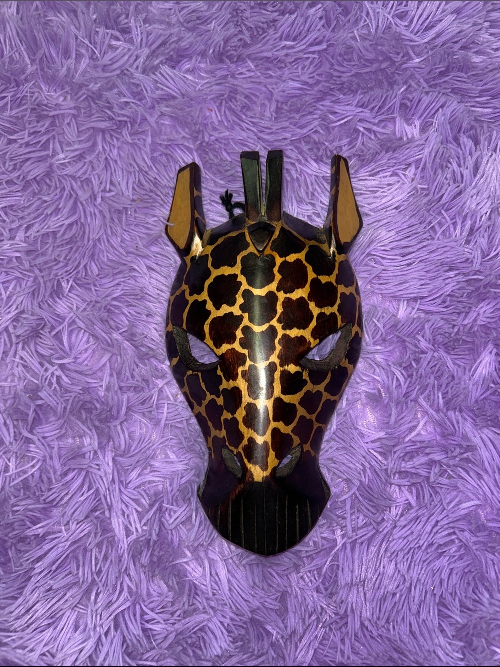Handcrafted Giraffe Wood Wall Mask - Brown and Black